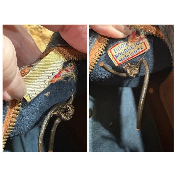 DOONEY & BOURKE - Vtg. All Weather Leather (AWL) Shoulder Bag/Navy & British Tan - Picture 12 of 16